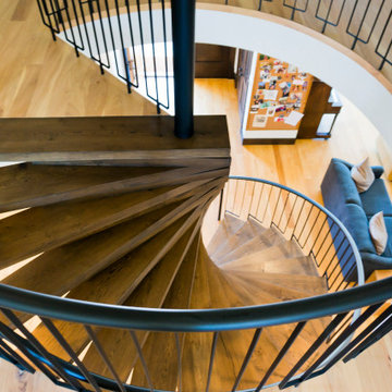 Oak and Steel Spiral Staircase