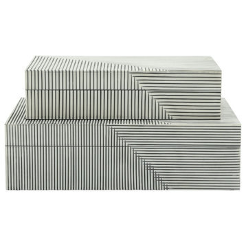 Resin S/2 Ridged Boxes, White