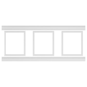 94.5"L Ashford Square Traditional Wainscot Paneling Kit, 40-44"H, 24x28" Panels