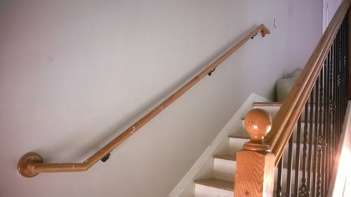 Stair Handrails Indoors Non-Slip 30-600cm WQSQ Wooden Handrail For Stairs Wall Mounted Stair Railing For Villa Hotel Garden Staircase Handrails With Installation Kit