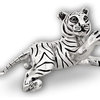 Silver Tiger Cub Sculpture Paw Up A52