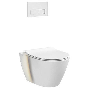 In-Wall Toilet Set, 2"x4" Carrier and Tank, White Rectangular Actuators
