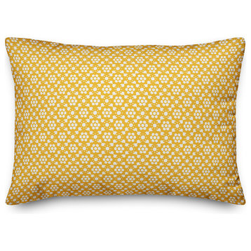 Yellow Floral Pattern Throw Pillow