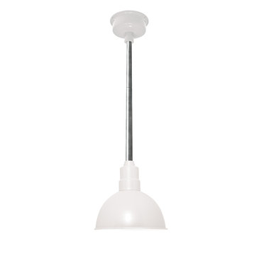 14" Blackspot LED Pendant Light, White With Galvanized Silver Downrod