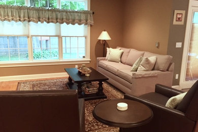 Inspiration for a transitional family room remodel in New York