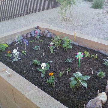 Concrete Block Raised Vegetable & Flower Garden