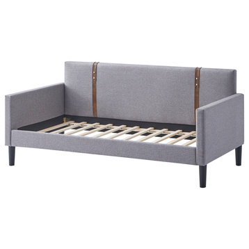 Vista Twin Size Upholstered Day Bed, Gray Fabric