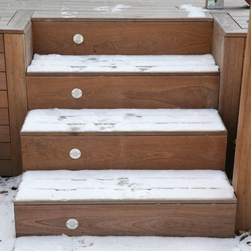 Snow dusting on ipe steps