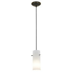 Access Lighting - Cylinder Glass Cord Pendant, 28030-C, Cylinder 1-Light Cord Pendant, Oil Rubbed Bronze/Opal Glass, Incandescent - 1 x 100w Incandescent E-26 Base Bulb (Bulb not included)