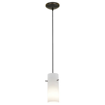 Cylinder Glass Cord Pendant, 28030-C, Cylinder 1-Light Cord Pendant, Oil Rubbed Bronze/Opal Glass, Incandescent