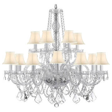 Empress Crystal Chandelier With White Shades