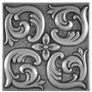 Moroccon Metal Insert Tile 2"x2", Set of 8, Pewter Nickel