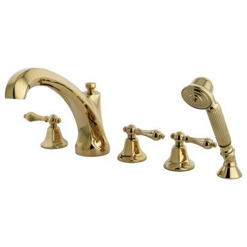 Kingston Brass Roman Tub Faucet With Hand Shower, Polished Brass