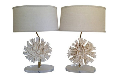 Coral Lamps on Lucite Bases