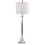 Uttermost - Uttermost Magnus Chrome Buffet Lamp - This Floor Lamp Features A Clean, Modern Look With A Chrome Plated Iron Base Paired With Polished White Marble Details With Light Gray Veining.
