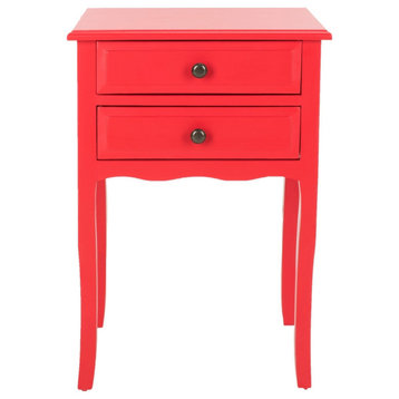 Edy End Table With Storage, Hot Red
