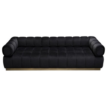 Image Low Profile Sofa in Black Velvet  Brushed Gold Base