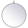 Elegant Decor MR4718GR Metal Frame Round Mirror, Decorative Hook, 18"
