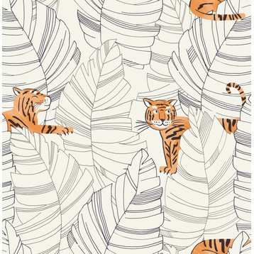 Wallquest DA61200 Hiding Tigers Black and Orange