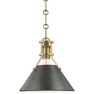 Hudson Valley Metal No.2 1-Light Small Pendant, Aged/Distressed Bronze