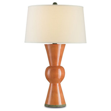 Mid-Century Modern Upbeat Table Lamp, Orange, 1-Light