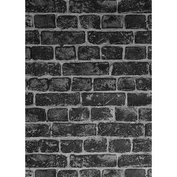 Charcoal gray black Modern Wallpaper 3D illusion Brick, 8.5" X 11" Sample