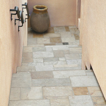 Patio layout showcasing our unique stone elements in architectural settings.