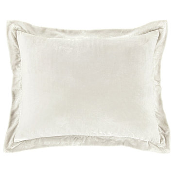 Stella Faux Silk Velvet Flanged Dutch Euro Pillow, 27"x39", Stone, Single