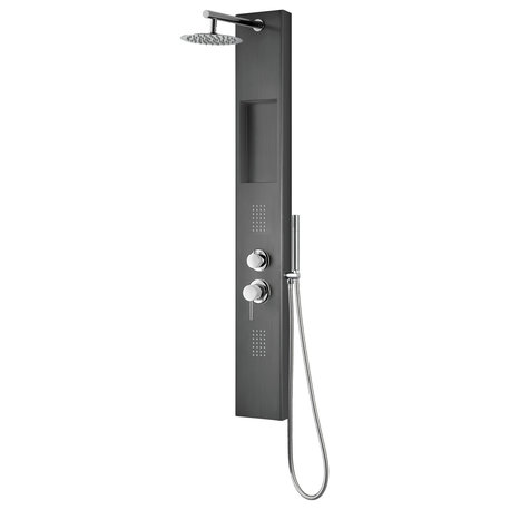 AquaNiche 8-in Rain Showerhead Showerspa with 4-Body Jets Built-in Niche, Gunmetal Black