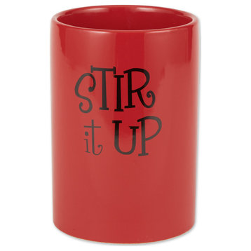 DII Red Stir It Up Ceramic Utensil Holder