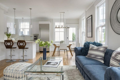 Living room photo in Boston