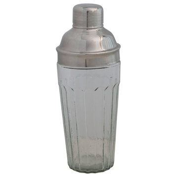 Glass Cocktail Shaker with Stainless Steel Lid, Clear