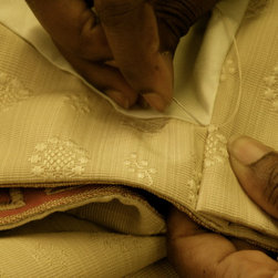 Stitching the corners and weights in - Curtains
