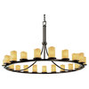 CandleAria 2 Dakota 1-Tier Ring Chandelier, Cylinder With Melted Rim