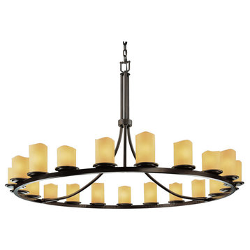 CandleAria 2 Dakota 1-Tier Ring Chandelier, Cylinder With Melted Rim