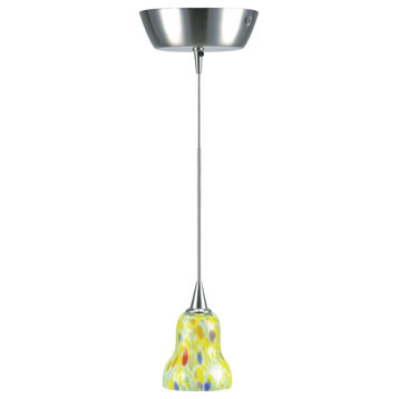 Lite Source LS-14091  1 Light Mini Pendant - Polished Steel / Yellow