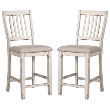 Set of 2 Dining Chair, Antique White and Light Gray, Counter Height Chair