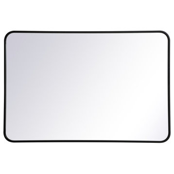 Elegant Decor MR802740BK Soft Corner Metal Rectangular Mirror, 27"x40"
