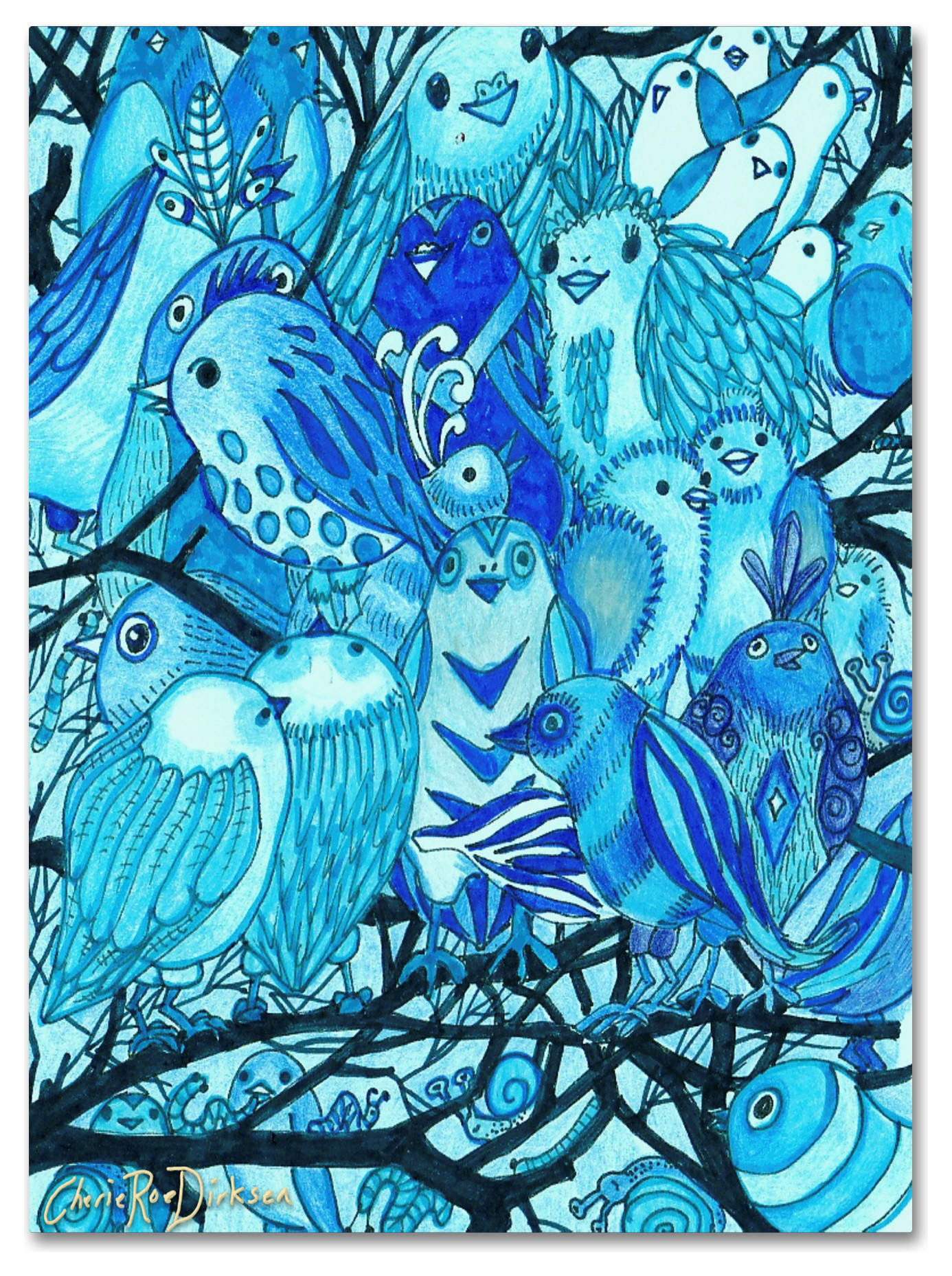 Cherie roe dirksen blue bird montage canvas art 35 x 47