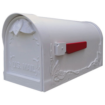 Floral Curbside Mailbox, White
