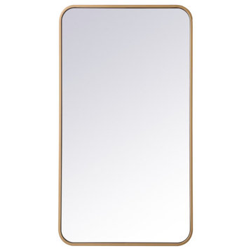 Elegant Decor MR802036BR Soft Corner Metal Rectangular Mirror, 20"x36"