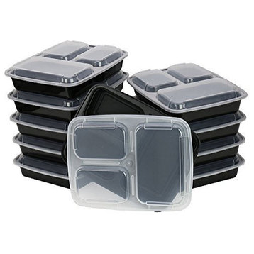 Heim Concept Premium Meal Prep Food Containers With Lid 3 Compartment, 10-Pack