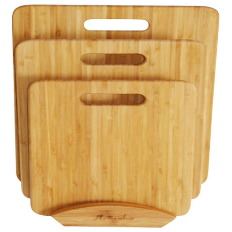 Timber Valley Bamboo 3-Piece Cutting Board Set with Stand