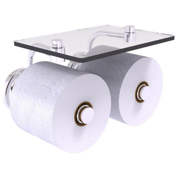 Que New 2 Roll Toilet Paper Holder with Glass Shelf, Polished Chrome