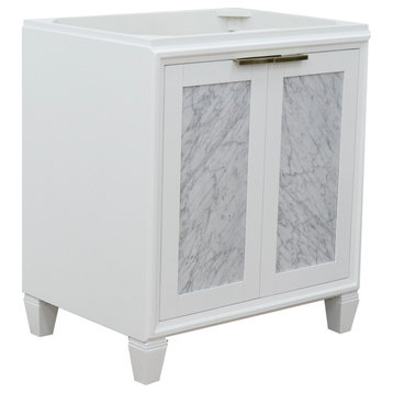 30" Single Sink Vanity, White Finish, Cabinet Only