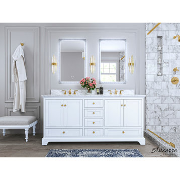 Audrey Vanity Set, White, 72", Gold Hardware, No Mirror