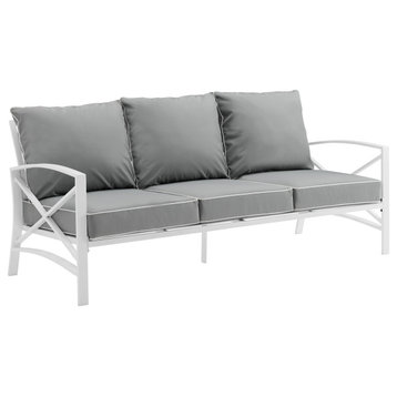 Kaplan Outdoor Metal Sofa Gray/White