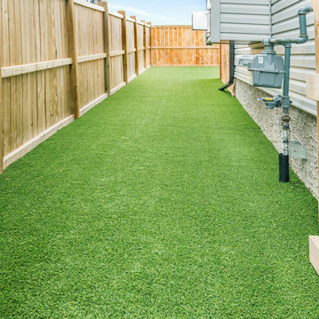 Side Yard with Artificial Grass & Custom Wooden Fence