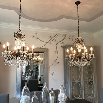 Hand Painted Tree Branches in Formal Dining Room