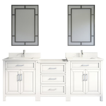 Terrence 84" Vanity with Power Bar and Drawer Organizer, White